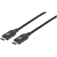 Manhattan USB-kabel USB 2.0 USB-C stekker, USB-C stekker 2.00 m Zwart 355247 - thumbnail