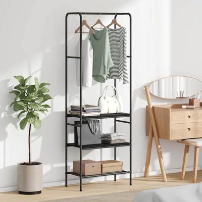 Kledingrek met planken met plank Zwart eiken 60 x 30 x 171 cm