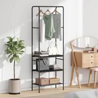 Kledingrek met planken met plank Zwart eiken 60 x 30 x 171 cm