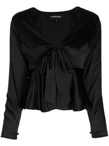 Cynthia Rowley blouse en soie à col v - Noir