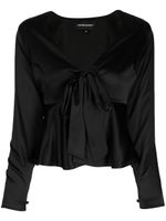 Cynthia Rowley blouse en soie à col v - Noir