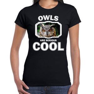 Dieren uil t-shirt zwart dames - owls are cool shirt