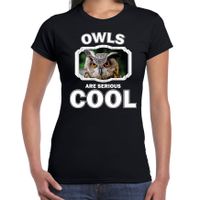 Dieren uil t-shirt zwart dames - owls are cool shirt - thumbnail