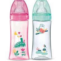 DODIE Lot van 2 anti-koliekflessen Initiation + - 330ml - ROSE DANCER - ronde spenen 3 snelheden flow 3