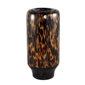 PTMD Vika Brown glass vase dotted pattern round L