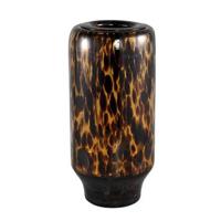 PTMD Vika Brown glass vase dotted pattern round L - thumbnail