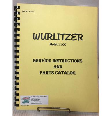 Wurlitzer 1100 Jukebox Service Instructions And Parts Catalog