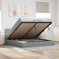 Bed met matras 160x200 cm stof lichtgrijs