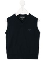 Emporio Armani Kids pull sans manches à logo - Bleu - thumbnail