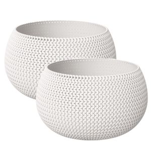 Set van 2x stuks plantenpotten/bloempotten kunststof dia 30 cm en hoogte 22 cm parel wit