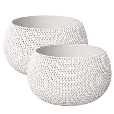 Set van 2x stuks plantenpotten/bloempotten kunststof dia 30 cm en hoogte 22 cm parel wit