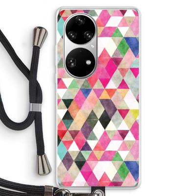 Gekleurde driehoekjes: Huawei P50 Pro Transparant Hoesje met koord