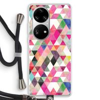 Gekleurde driehoekjes: Huawei P50 Pro Transparant Hoesje met koord