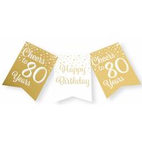 Verjaardag Vlaggenlijn 80 jaar - binnen - karton - wit/goud - 600 cm - thumbnail