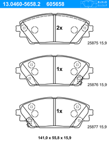 Remblokkenset, schijfrem ATE, u.a. für Mazda