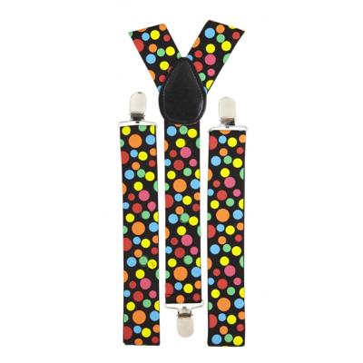 Carnaval verkleed bretels - Clown - met gekleurde stippen - Verkleedkleding