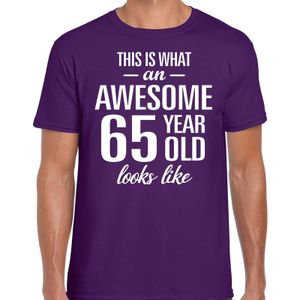 Awesome 65 year / 65 jaar cadeau t-shirt paars heren