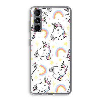Rainbow Unicorn: Samsung Galaxy S21 Transparant Hoesje