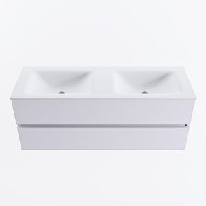 MONDIAZ VICA 130cm badmeubel onderkast Cale 2 lades. Wastafel CLOUD dubbel 2 kraangaten, kleur Talc.