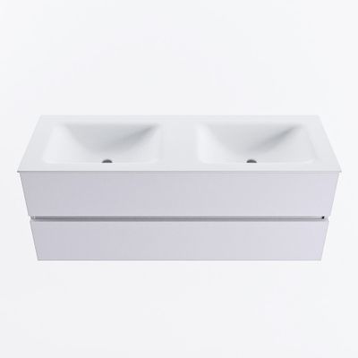 MONDIAZ VICA 130cm badmeubel onderkast Cale 2 lades. Wastafel CLOUD dubbel 2 kraangaten, kleur Talc.