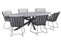 Fabrice diningset met Privada tafel antraciet ellipse 240 x 113 cm 4SO - 4so