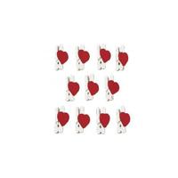 Valentijn / huwelijk artikelen - 12x stuks mini knijpertjes met rode hartjes - van 2,5 cm