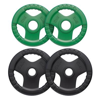 Olympische halterschijven set 2 x 5 + 2 x 10 kg Gripper Gietijzer Rubber Coating - 50/51 mm