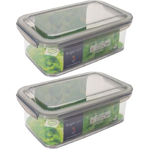 4x Voorraad/vershoudbakjes 1,9 liter transparant/grijs plastic 24 x 15 cm