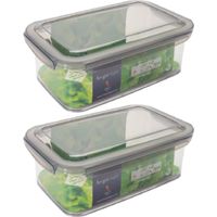 4x Voorraad/vershoudbakjes 1,9 liter transparant/grijs plastic 24 x 15 cm