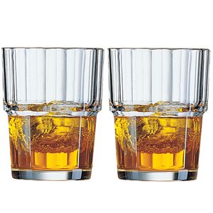 Whisky tumbler glazen - 12x - Norvege serie - transparant - 160 ml