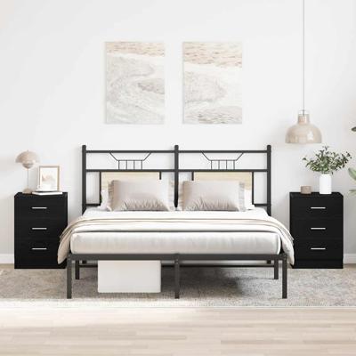 Nachtkastjes 2 stuks Zwart Eiken 38x35x55 cm Bewerkt Hout