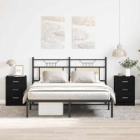 Nachtkastjes 2 stuks Zwart Eiken 38x35x55 cm Bewerkt Hout