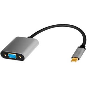 LogiLink CUA0104 video kabel adapter 0,15 m USB Type-C VGA (D-Sub) Zwart, Grijs