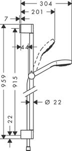 Hansgrohe Croma Select E 1jet Glijstangset 90 Cm. Wit-chroom