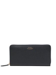 Smythson portefeuille zippé en cuir - Noir