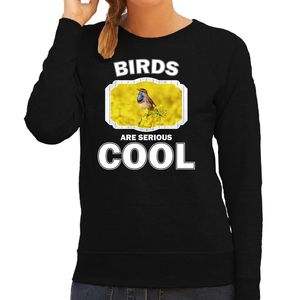 Sweater birds are serious cool zwart dames - vogels/ blauwborst vogel trui