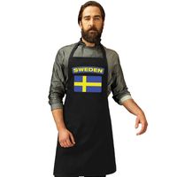 Zweedse vlag keukenschort/ barbecueschort zwart heren en dames   -