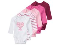 lupilu 5 baby rompertjes (74/80, Violet/roze/wit)