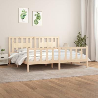 Bedframe met hoofdbord massief grenenhout 200x200 cm
