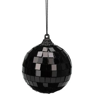 Christmas Decoration disco kerstbal - 1x st - zwart - 6 cm - kunststof - Kerstbal