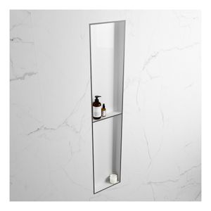 Wandnis Solid Surface Easy | In- en opbouw | 30x90x8 cm | 2 vakken | DarkGrey/Talc
