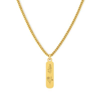 Gepersonaliseerde bloementuin ketting - Stainless steel - Goud - 2 geboortebloemen