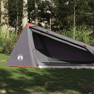 Tunneltent 1-persoons waterdicht grijs en oranje