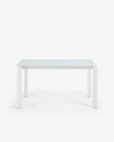 Kave Home Kave Home Eettafel Axis, Axis uitschuifbare tafel in wit glas en wit stalen poten 140 (200) cm - thumbnail