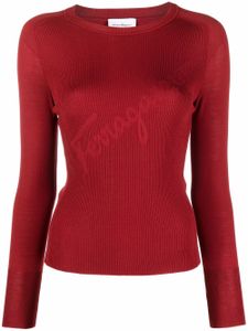 Ferragamo pull à logo en jacquard - Rouge