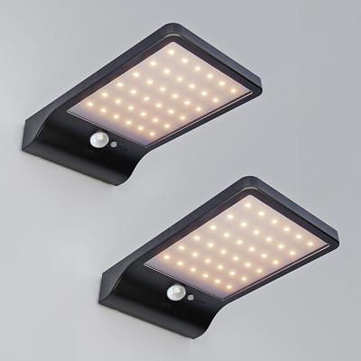 Set van 2 Macon - LED Solar Wandlampen - slim design - met PIR bewegingssensor - Zwart - Warm wit licht - 36 LEDs - IP44