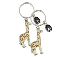 4x stuks metalen giraffe dieren sleutelhanger 5 cm