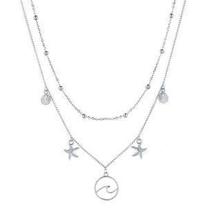 Multi Layer dames ketting Ocean Shell Starfish Zilverkleurig