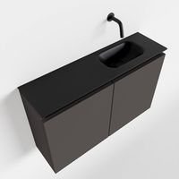 Toiletmeubel Mondiaz Ture | 80 cm | Meubelkleur Dark grey | Eden wastafel Urban Rechts | Zonder kraangat