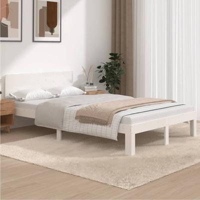 Bedframe massief grenenhout wit 120x200 cm